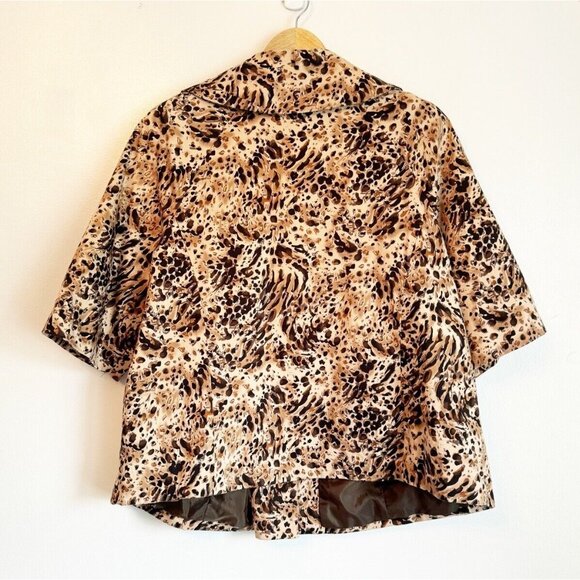 Chaus Women Animal Print Blazer 16W Brown Single Breast Cotton Blend Exotic - Picture 10 of 11
